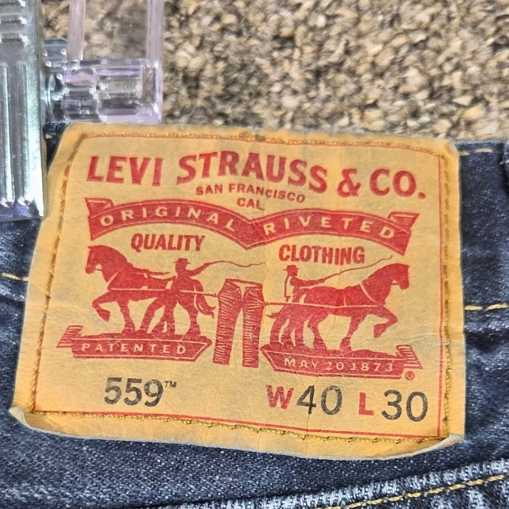 Levi's 559 Relaxed Straight Jeans Mens 40x30 Blue Dark Wash Denim‎ 5-Pocket
